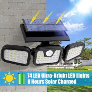 74 LED Solar Powered PIR Motion Sensor Outdoor Light